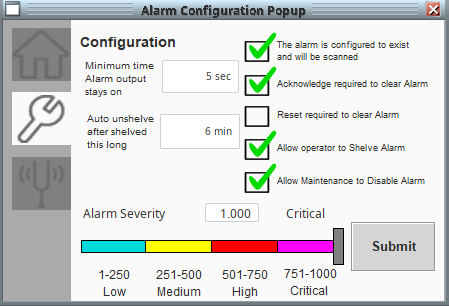 Environmental Monitoring System - Alarm Configuration Popup