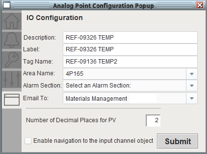 Environmental Monitoring System - Analog Point COnfiguration
